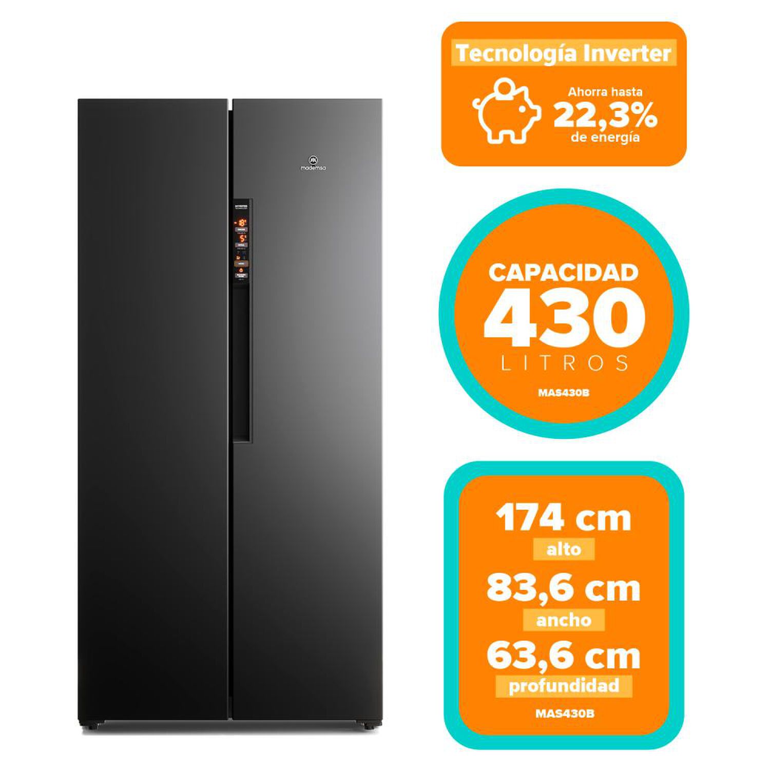 Refrigerador Side By Side Mademsa MAS430B / No Frost / 430 Litros / D image number 7.0